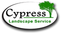 A logo for cypress landscape service with a tree on it