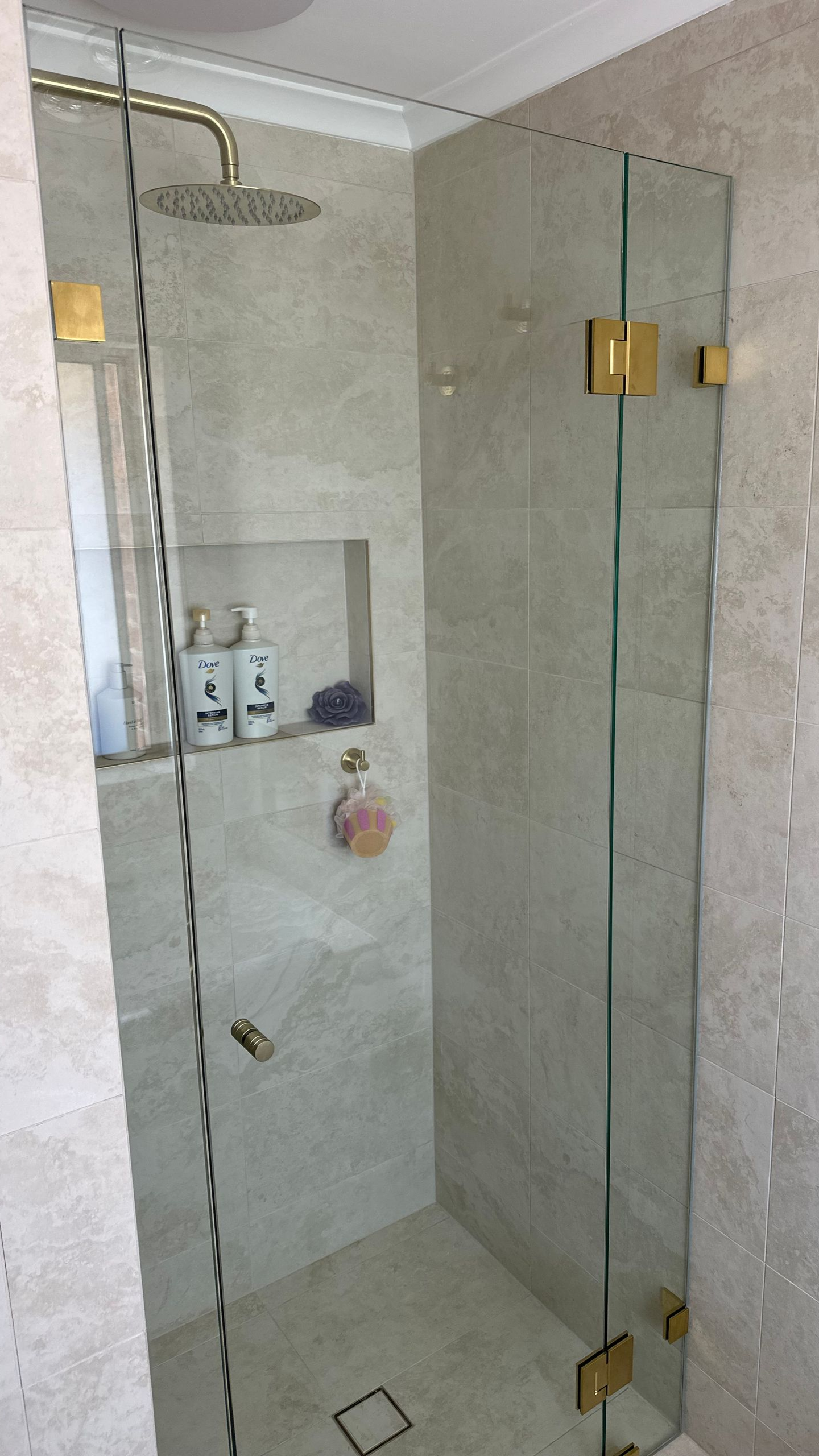 One of our beautiful frameless shower screens in Gawler