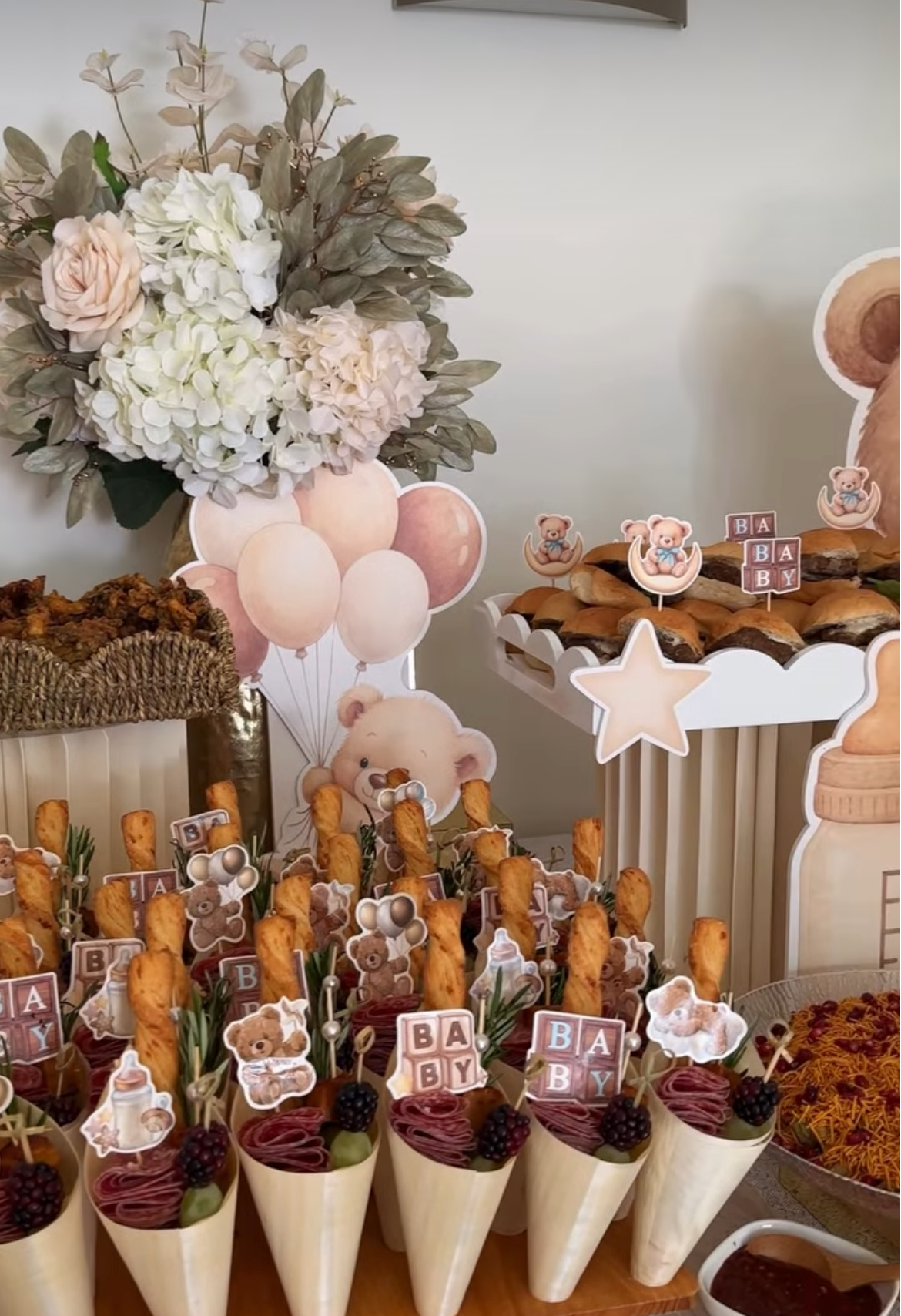 Baby shower grazing table display