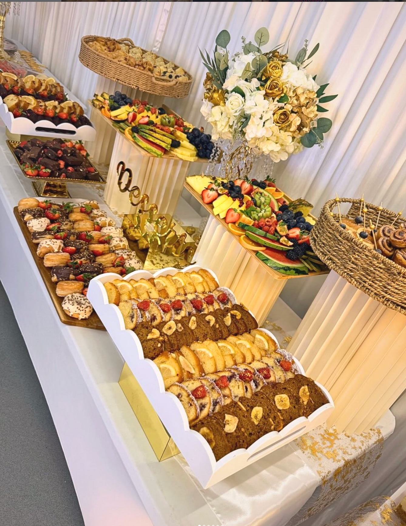 Elegant wedding grazing table centrepiece