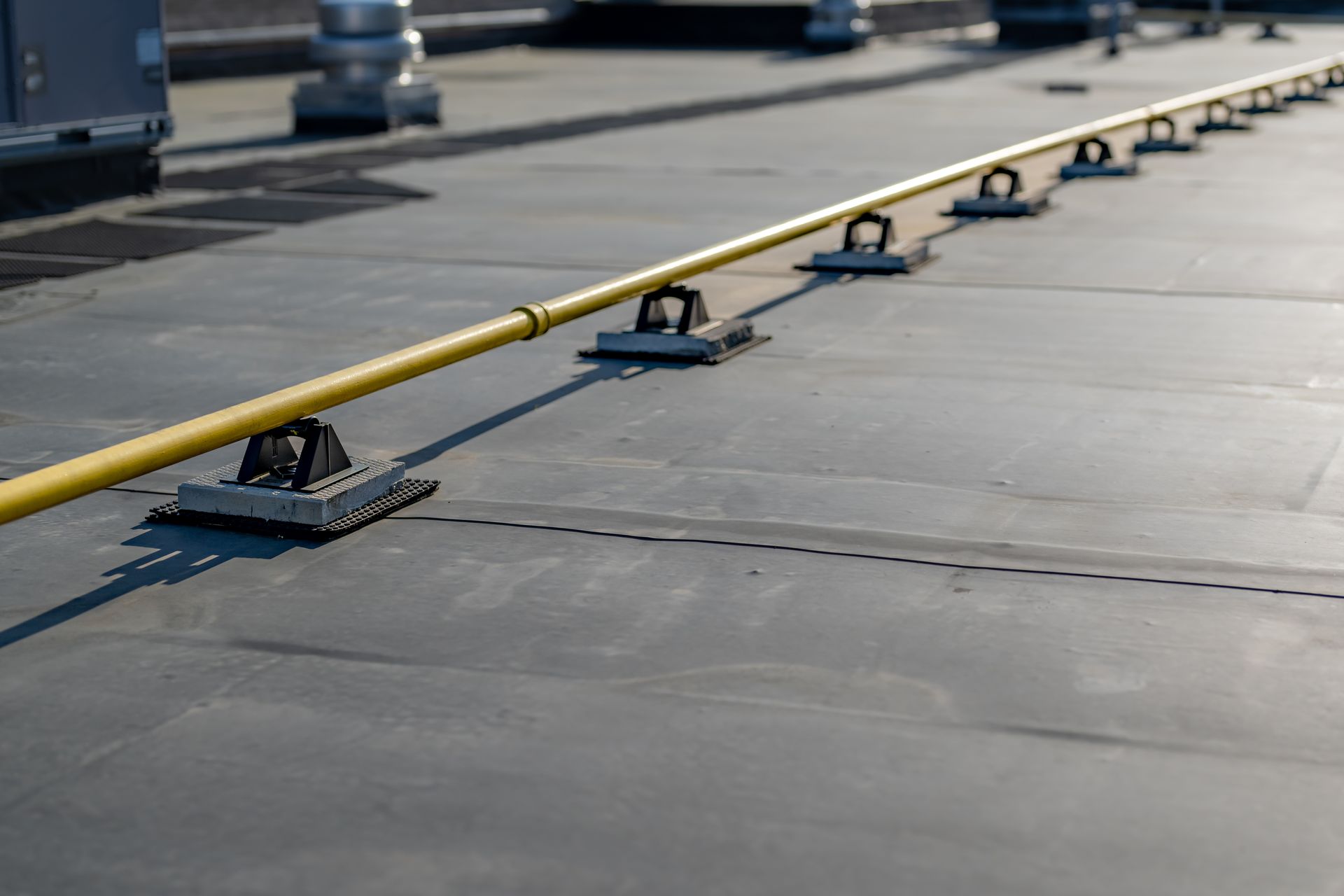 Newly installed EPDM membrane roof on a large commercial building
