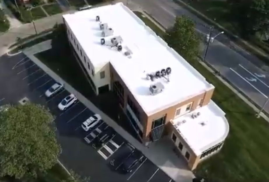 Construction worker install new roof. Construction worker install new roof.