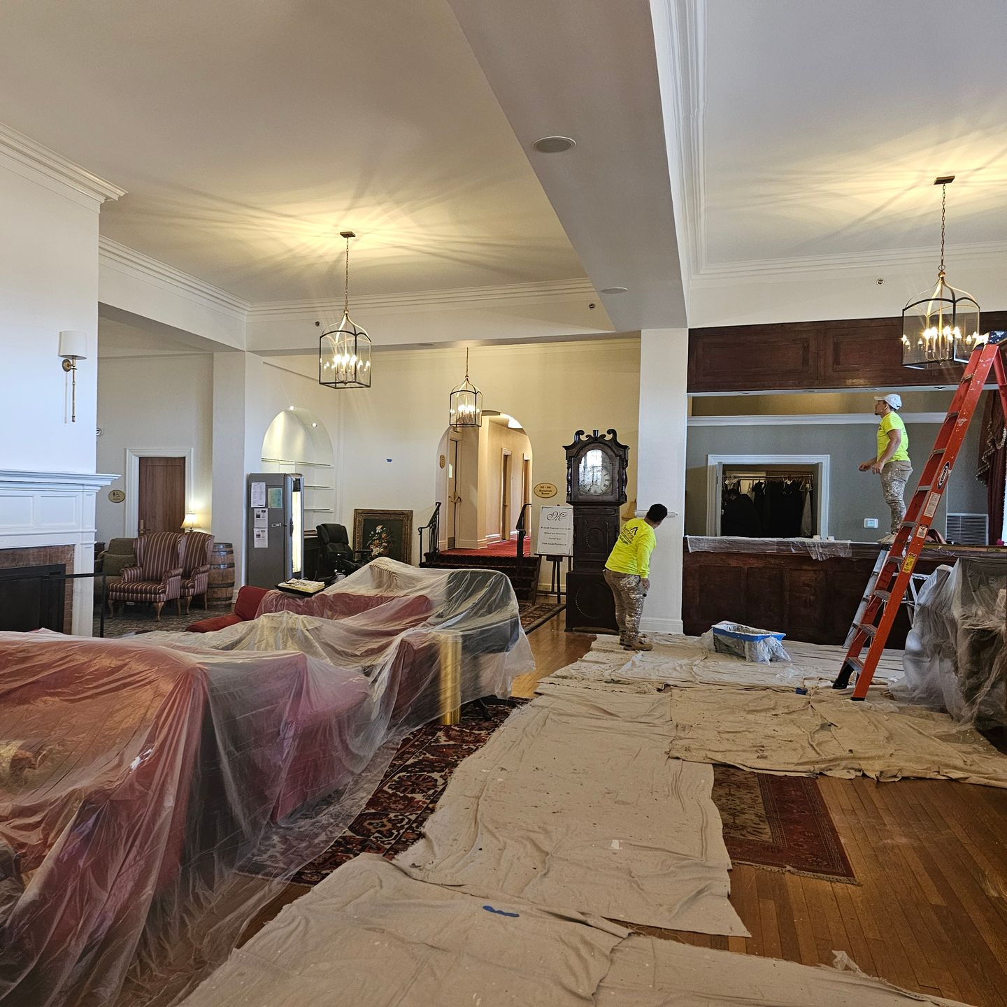 Hotel interior prep work.