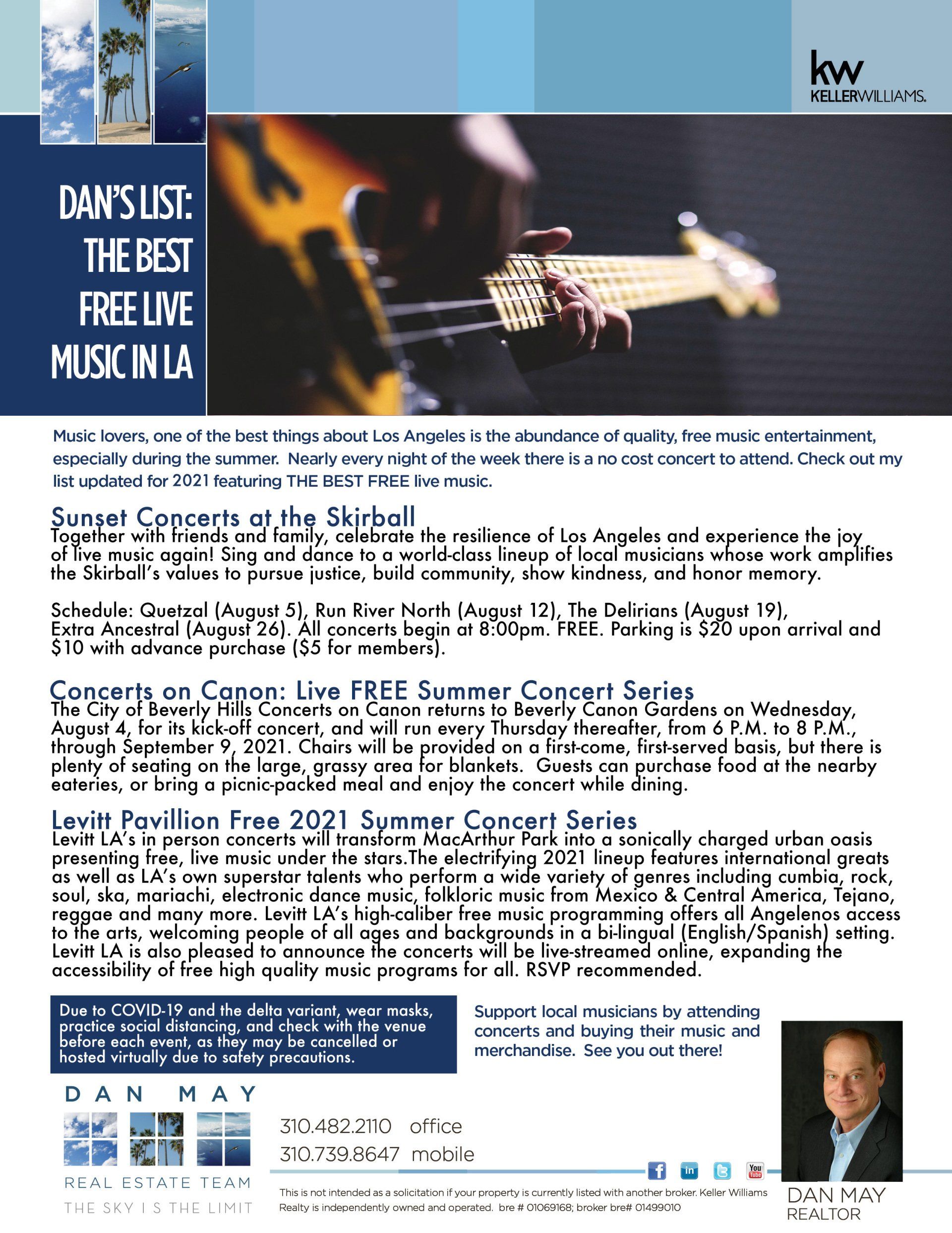 A flyer for dan 's list the best free live music in la