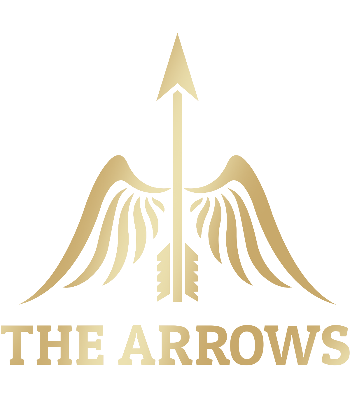Gold winged arrow logo with the words “THE ARROWS” beneath it