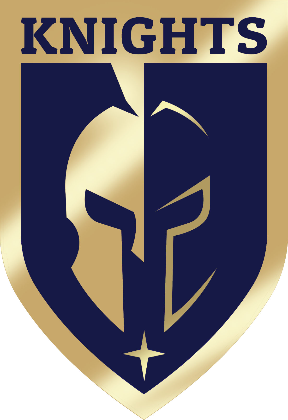 Knights logo with a gold-and-navy shield and stylized helmet face beneath the word “KNIGHTS”