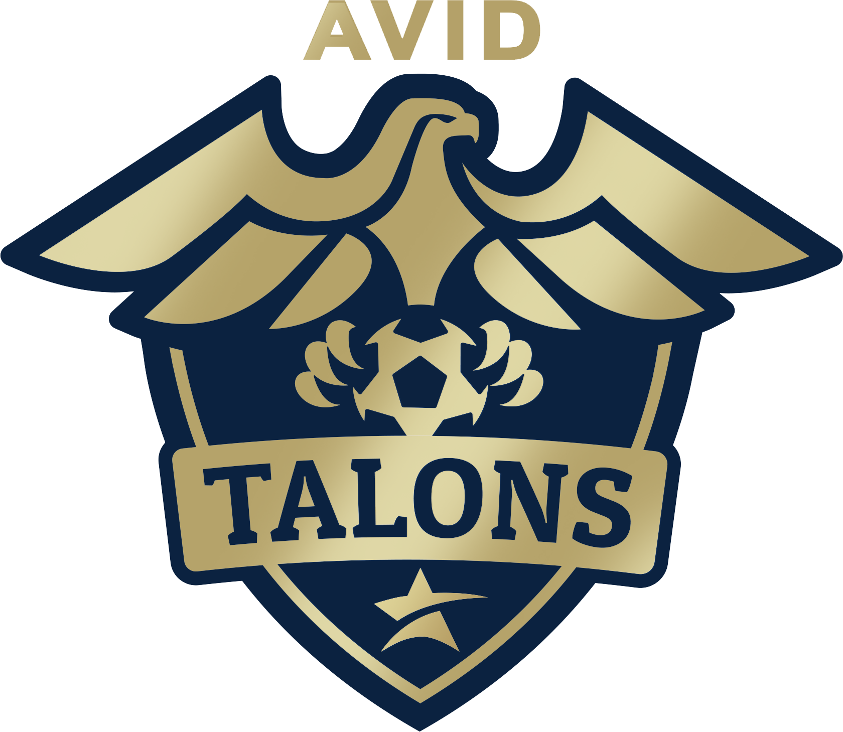AVID Talons eagle logo in gold and navy with shield emblem