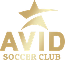 AVID Soccer Club logo in gold with a stylized star and swoosh above the text