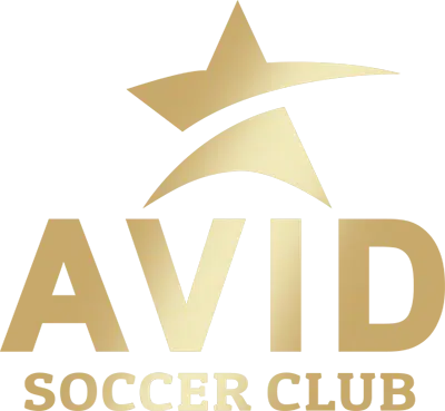 AVID Soccer Club logo in gold with a stylized star and swoosh above the text