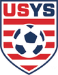 USYS soccer logo in red, white, and blue on a shield-shaped crest