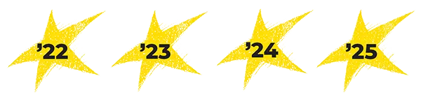 Four yellow stars labeled 22, 23, 25, and 24 in black text. | Pacific Motor Service
