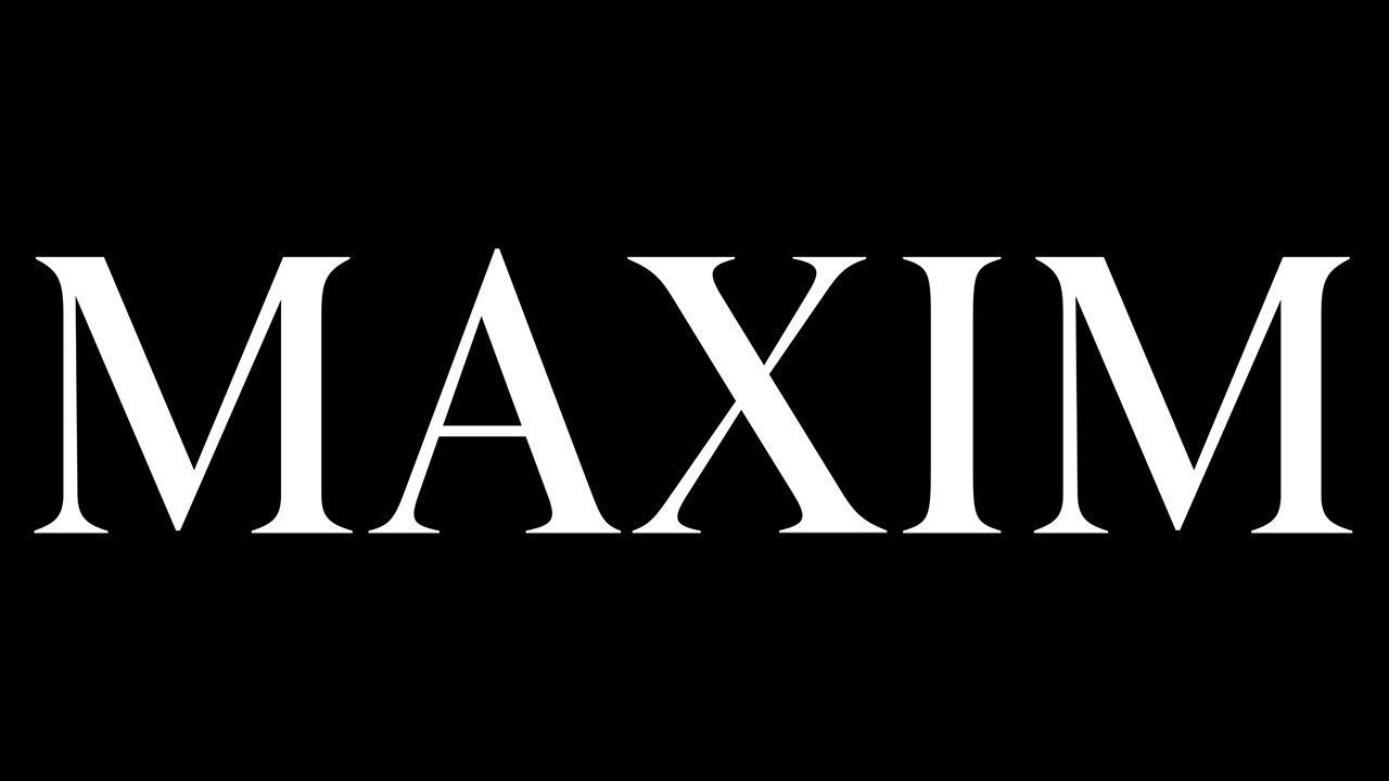 Maxim magazine logo in white text on a black background.