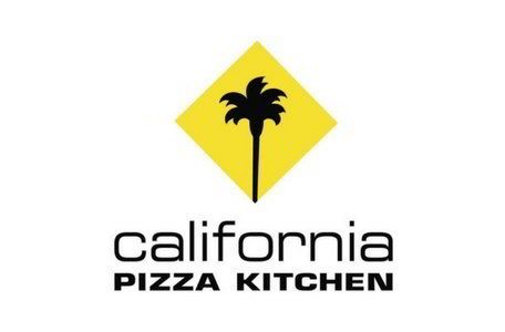 Logo for California Pizza Kitchen featuring a black palm tree, with the words 