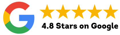 The Google logo next to five yellow stars with the text 