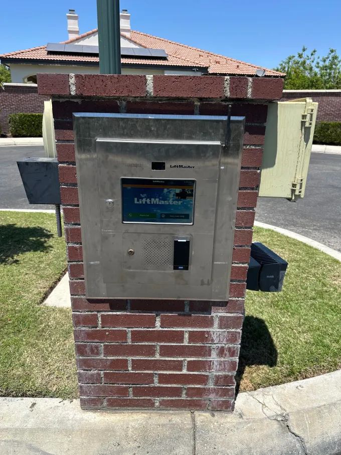 Completed LiftMaster gate entry system at a gated community in Bakersfield CA