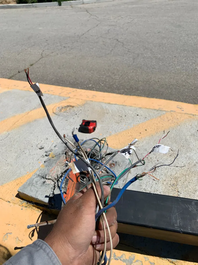 Burnt wiring inside a gate operator control box repaired on a service call in Bakersfield CA