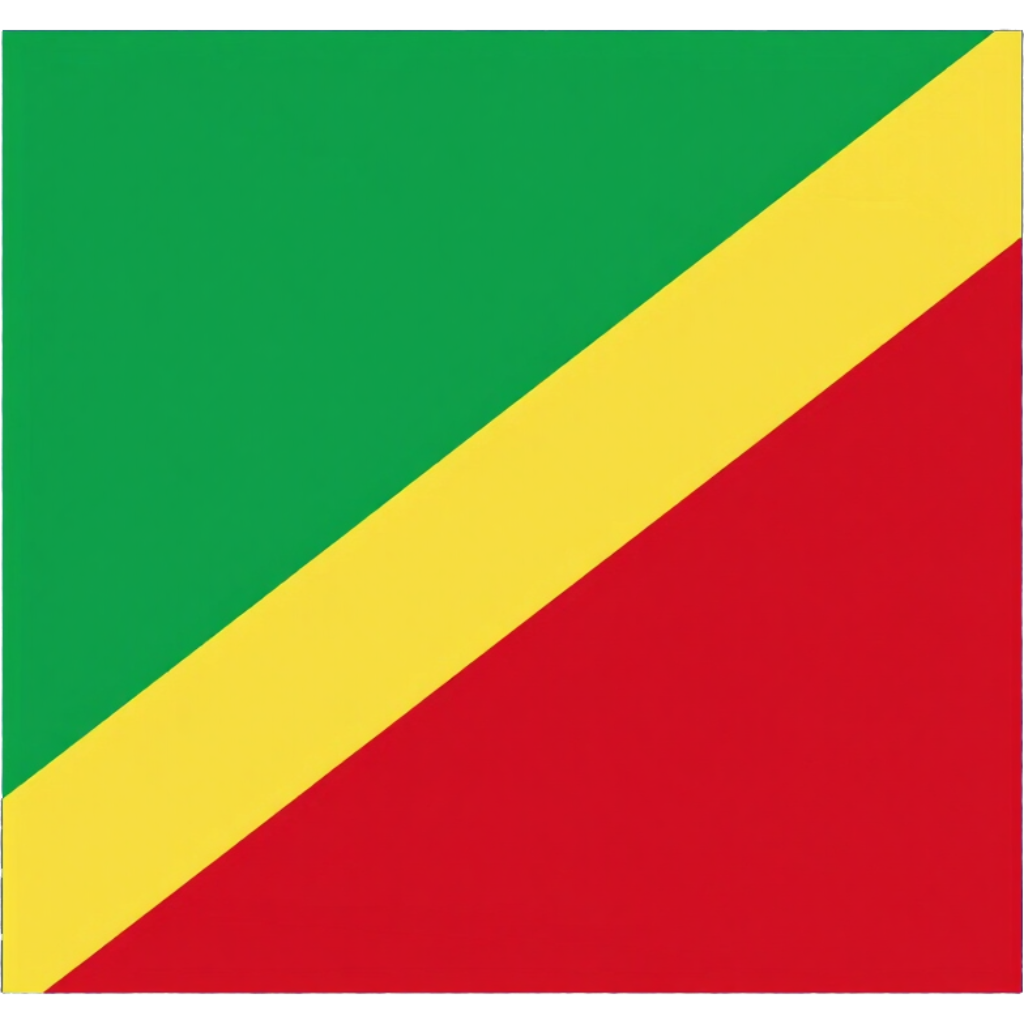 Republic of the Congo flag with green, yellow, and red diagonal stripes