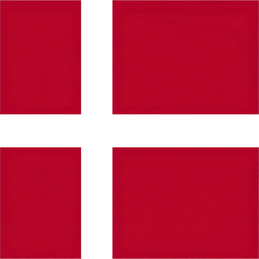 Red background with a white cross dividing it into four rectangular quadrants