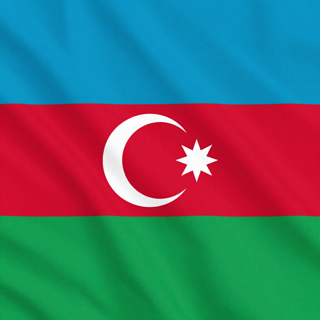 Flag with horizontal red, blue, and orange stripes
