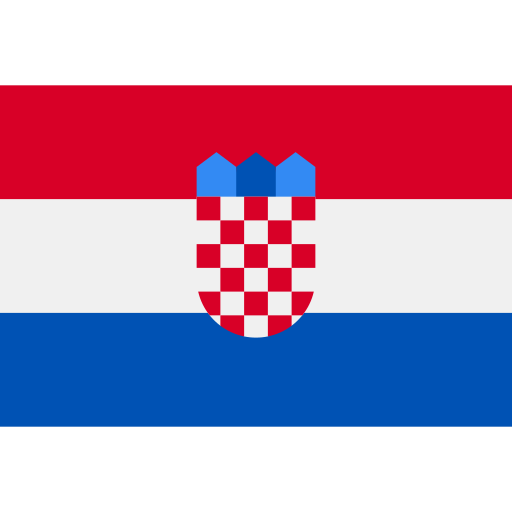 Croatia flag with red, white, and blue stripes and a red-white checkerboard shield crest centered