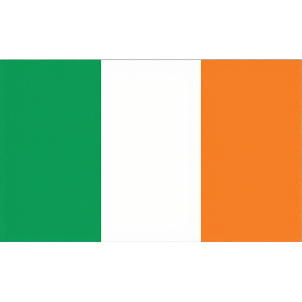 Vertical tricolor flag with green, white, and orange stripes