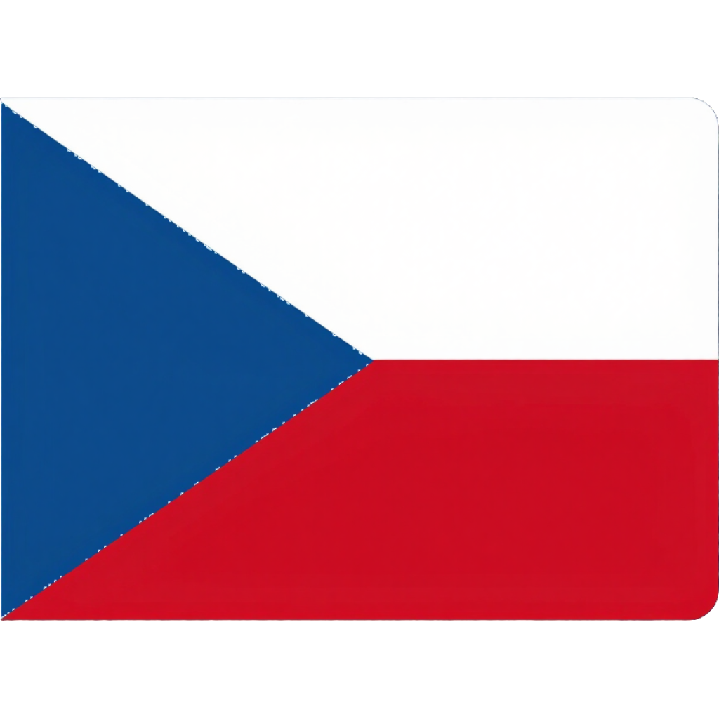 Flag of the Czech Republic with blue triangle, white top stripe, and red bottom stripe