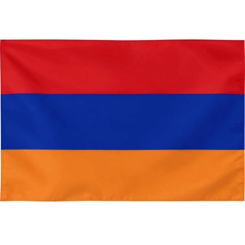 Flag with horizontal red, blue, and orange stripes