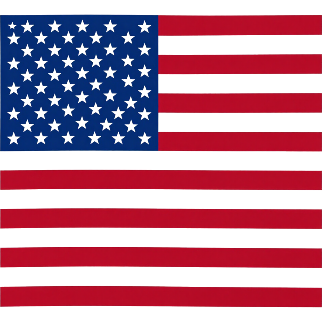 United States flag with red and white stripes and blue field of white stars