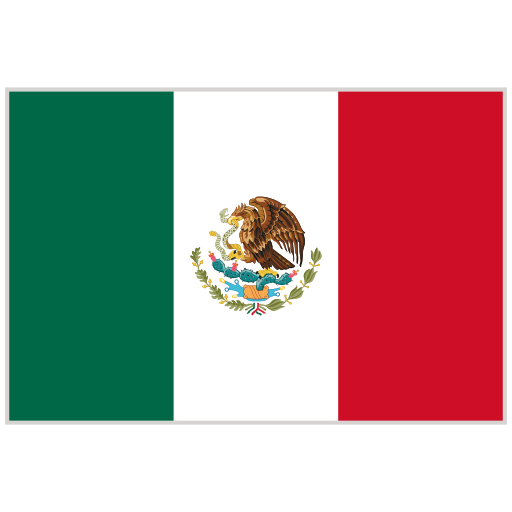 Mexican flag with green, white, and red vertical stripes and the national emblem in the center