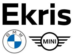 Ekris-logo met BMW- en MINI-merkemblemen op een witte achtergrond.