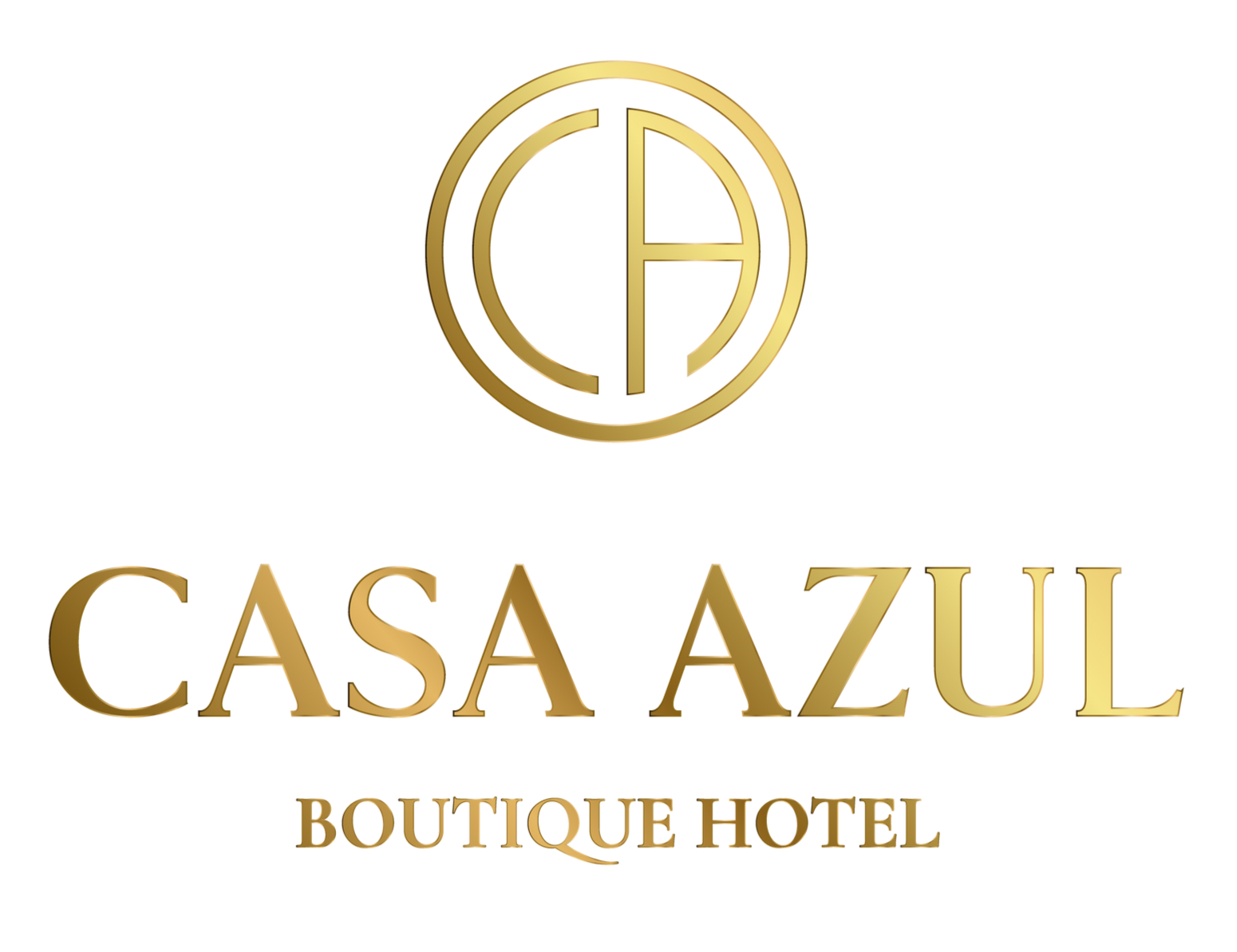 Golden logo of Casa Azul Boutique Hotel.
