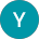 The letter y is in a blue circle on a white background.