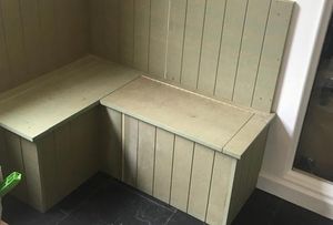 Timber benches under shelter