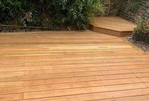 Timber decking in garden