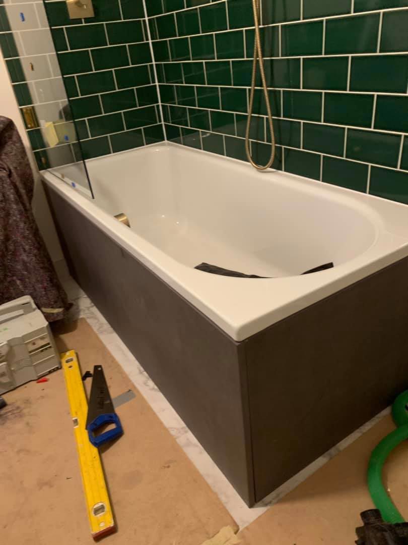 Black MDF bath panel fitted in Walthamstow
