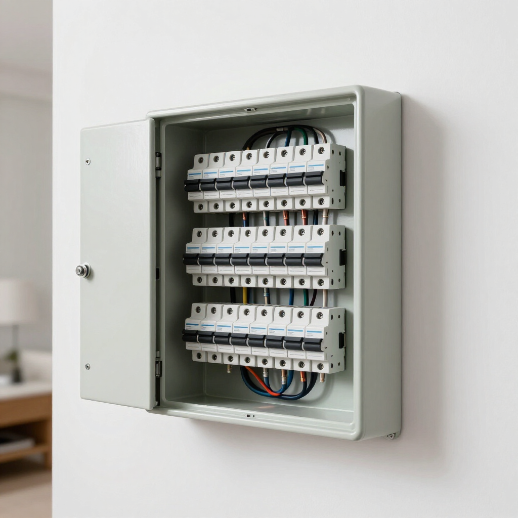 Residential electrical panel replacement with tidy wiring.
