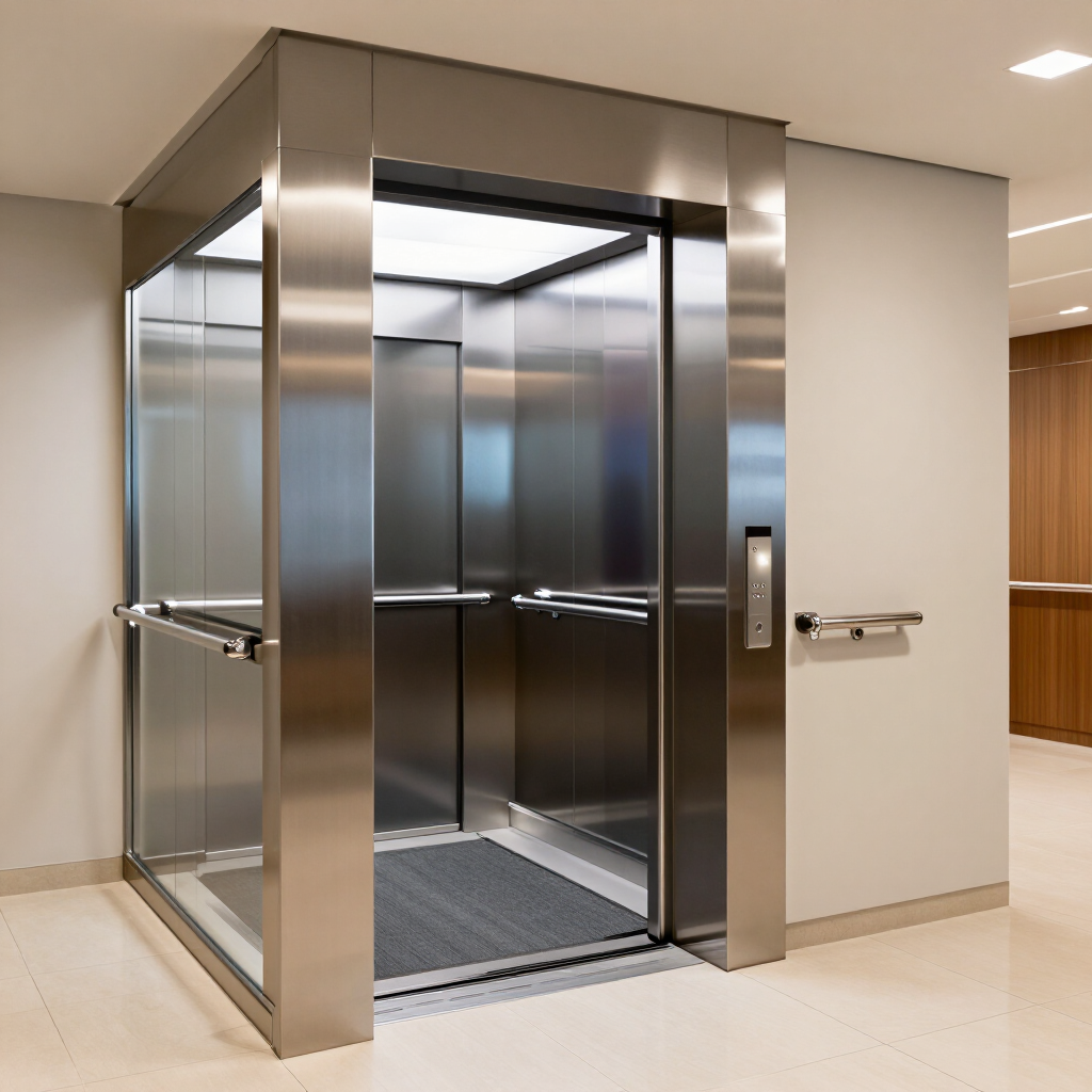 Ascensor accesible en edificio corporativo