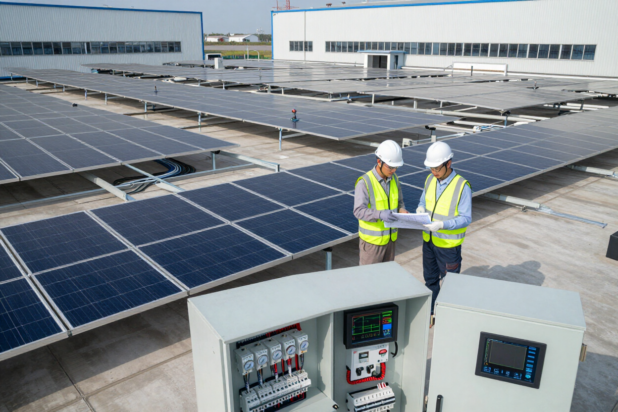 Instalación solar empresarial con ingeniería de campo