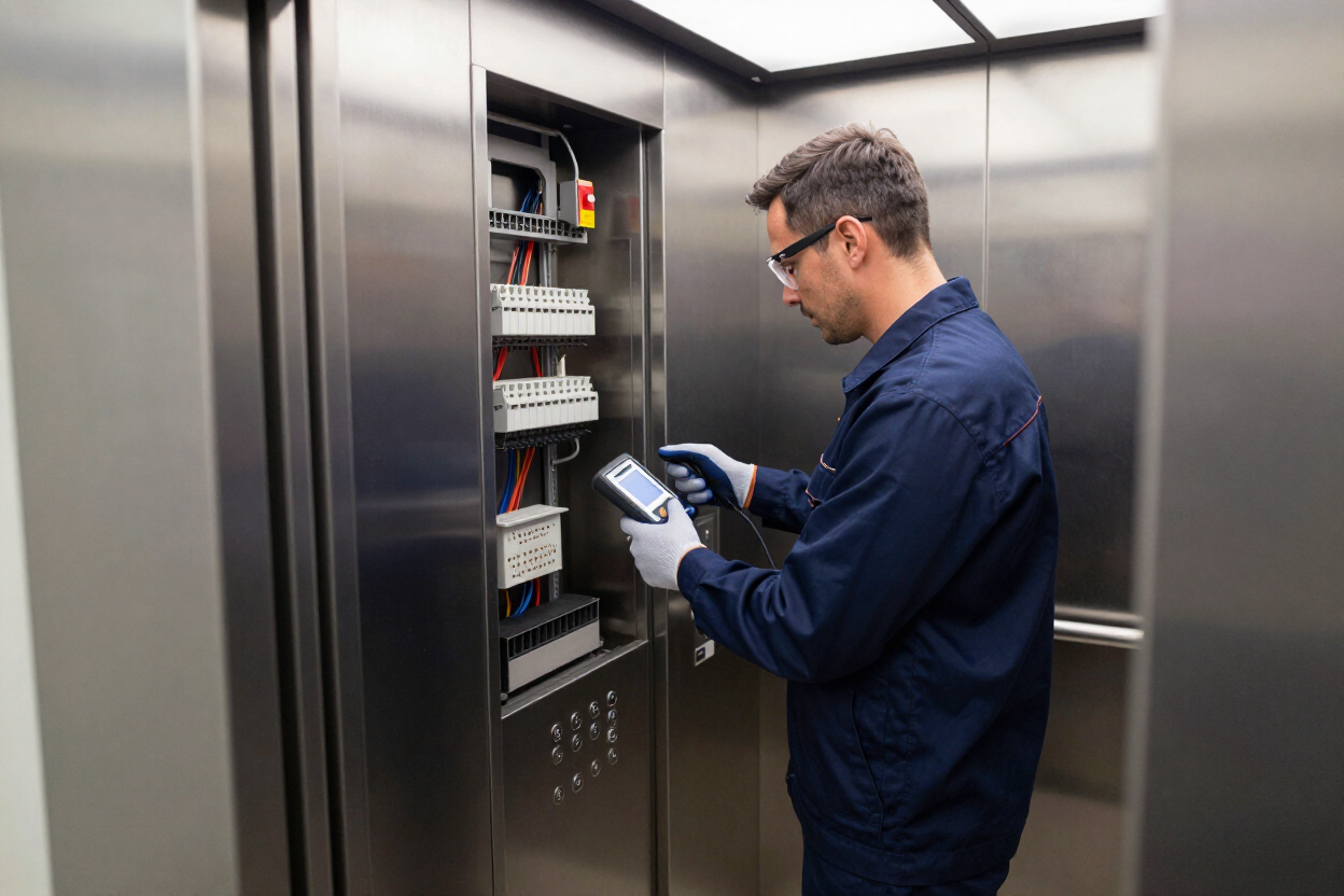 Mantenimiento de ascensor con revisión técnica
