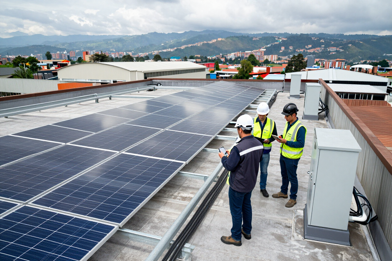 Proyecto de energ&iacute;a solar instalado en una cubierta comercial