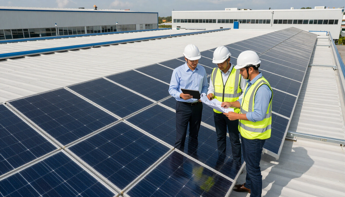 Paneles solares instalados en el techo de una empresa colombiana