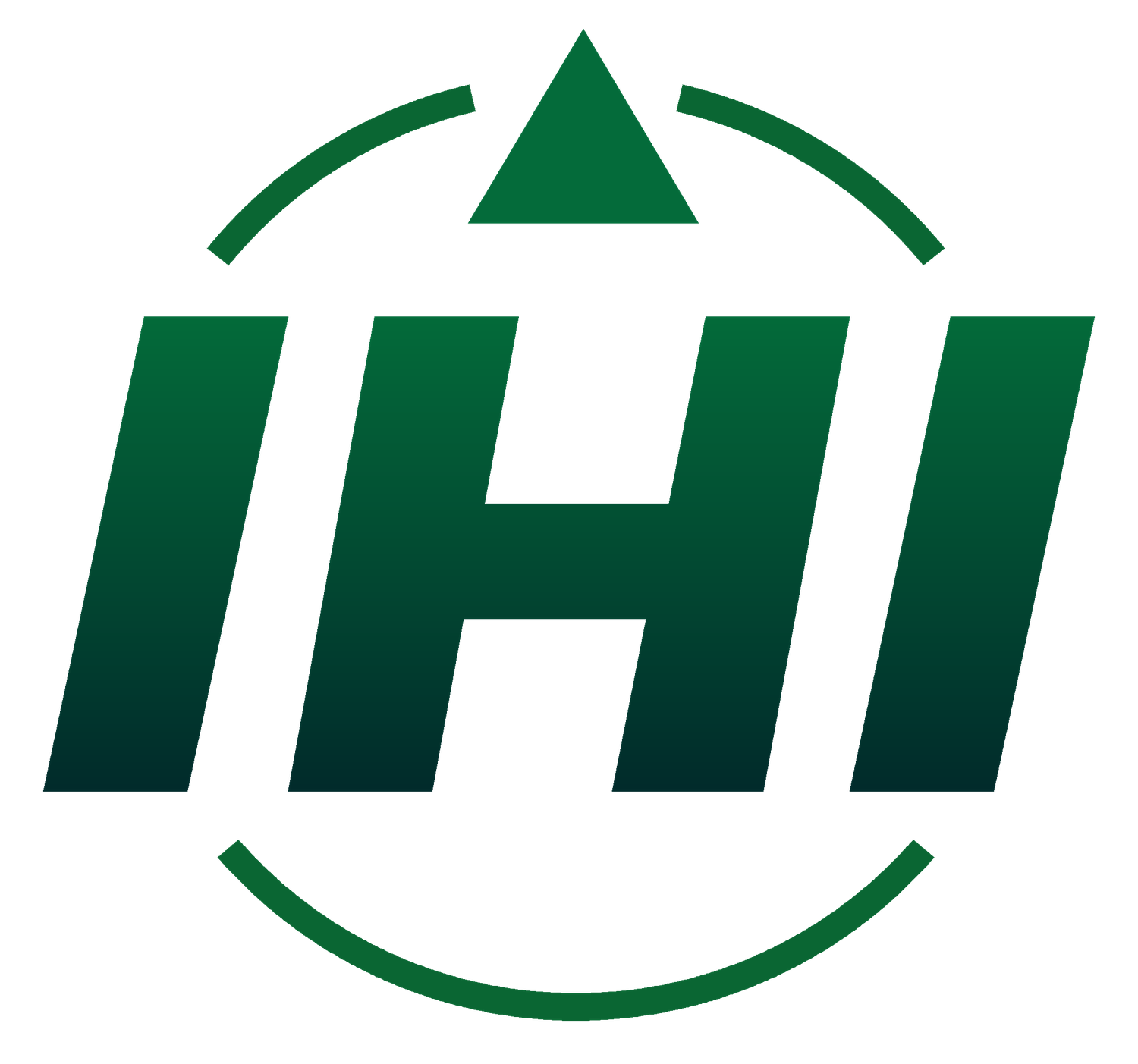 Logo tipográfico de IHI Ingeniería Hidráulica Integral SAS con isotipo de sol, gota y engranaje.