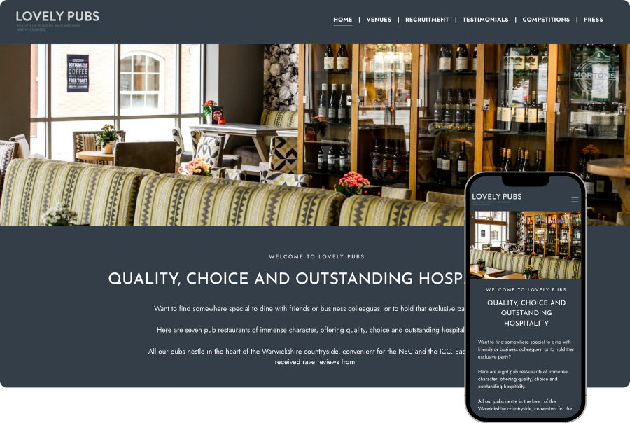 A screenshot of a restaurant website on a cell phone.
