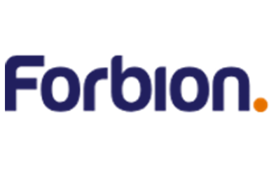 Forbion logo: dark blue text with an orange dot.