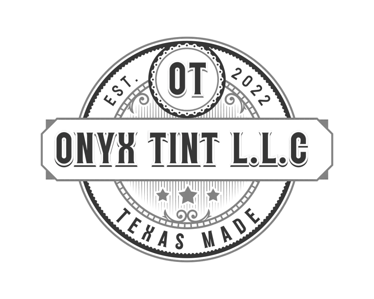 ONYX TINT L.L.C. circular black-and-white logo with “OT,” “EST. 2022,” and “Texas Made” text