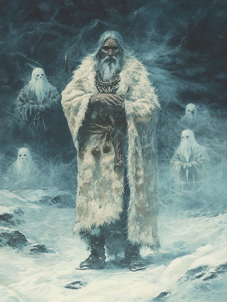 greenlandic inuit shaman, ice, ghosts surround