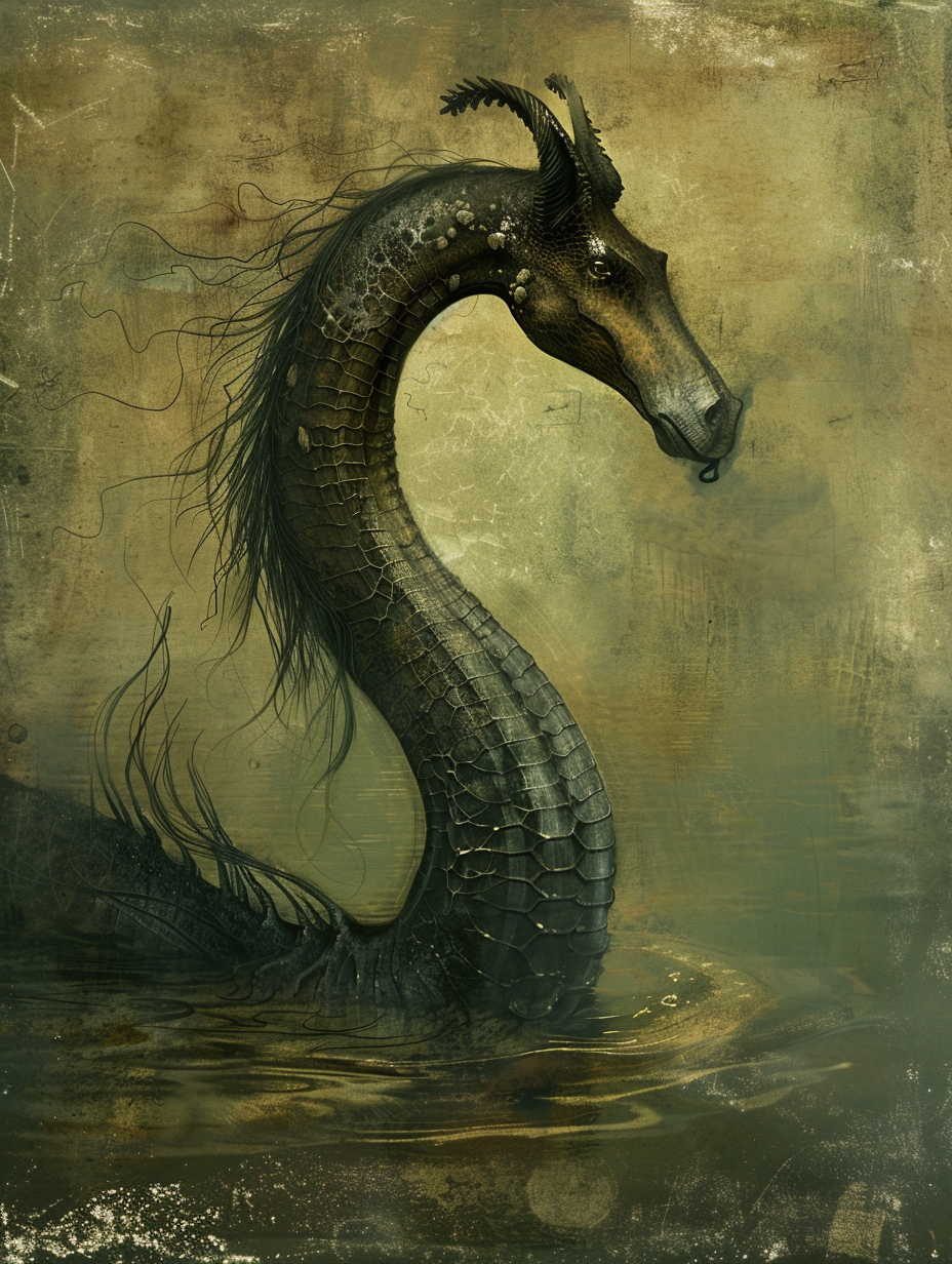 a painting of the cadborosaurus cryptid