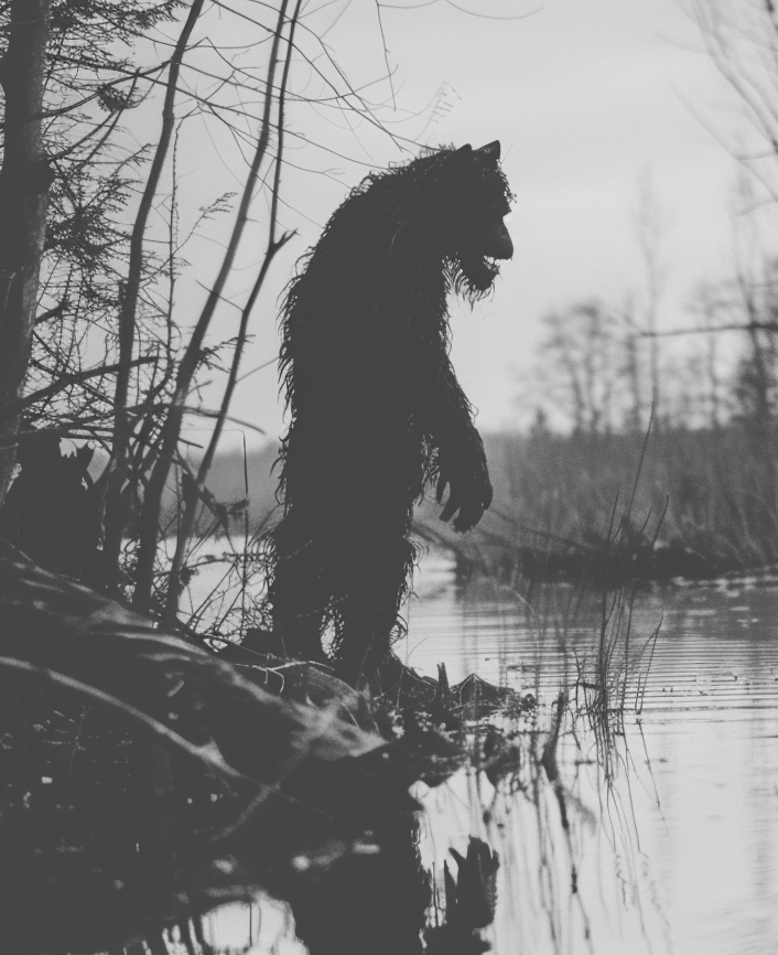 black and white depiction of the cryptid the Grafton Monster 