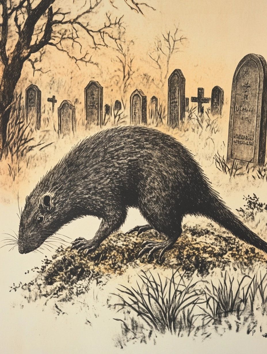 large rat like creature in graveyard