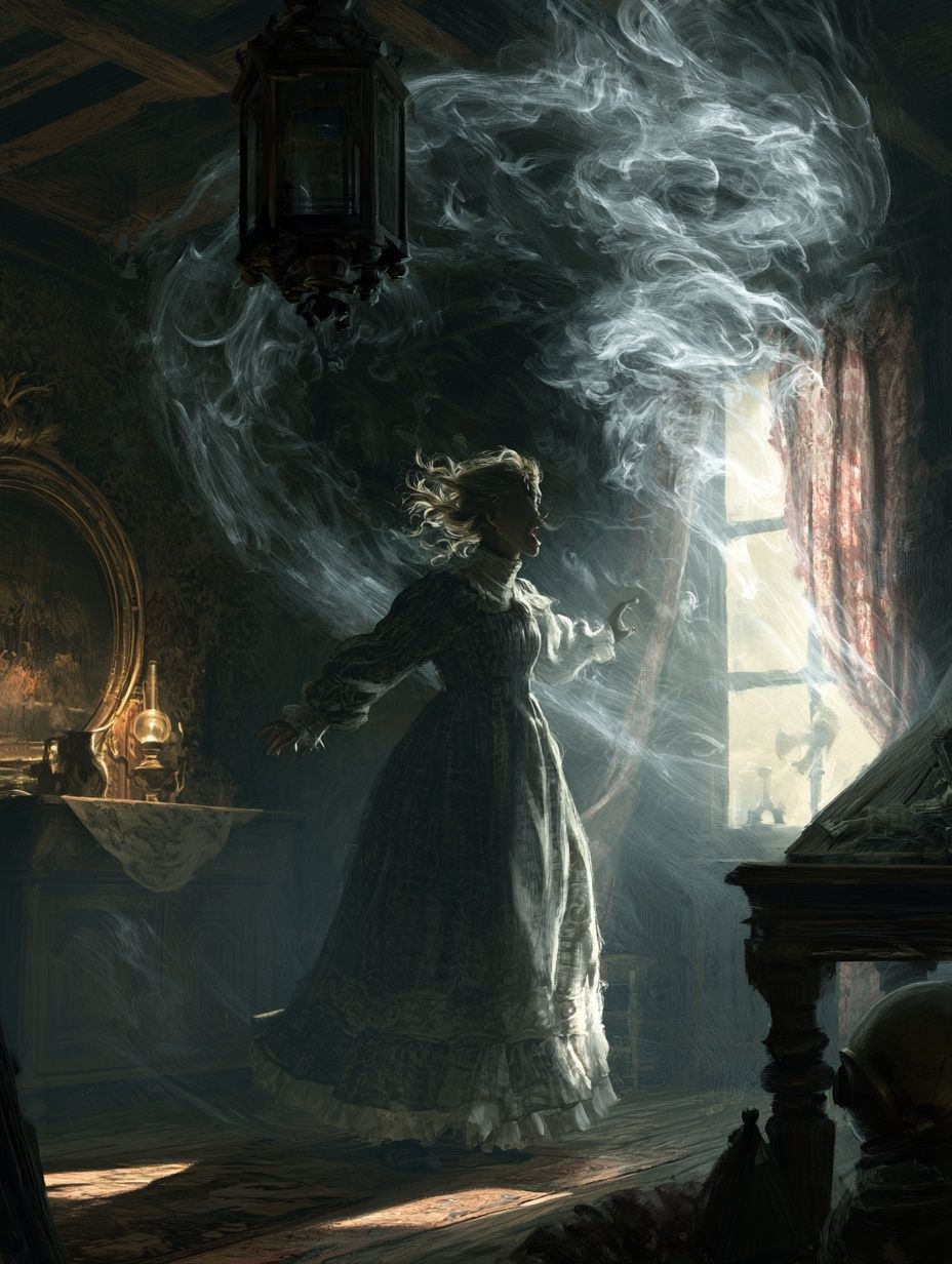 woman surrounded by poltergeist